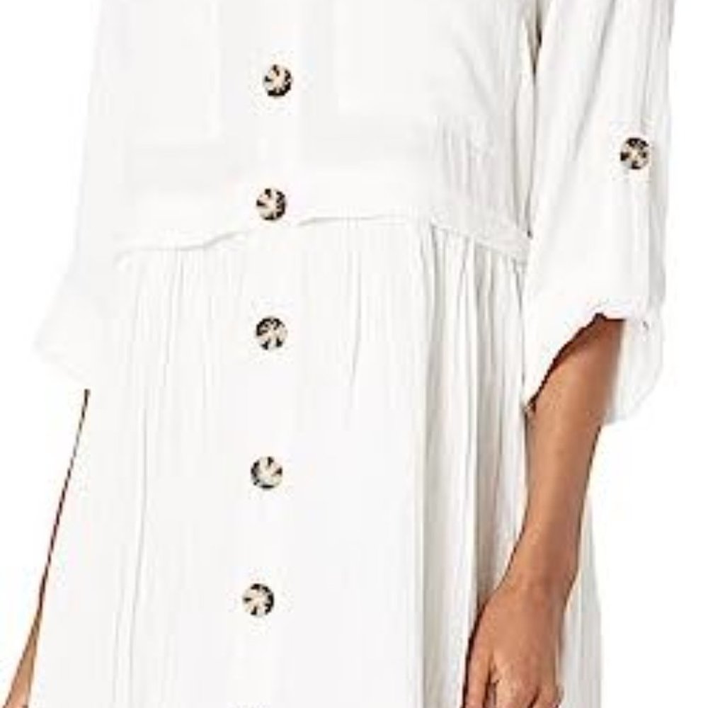 Mudpie White Crinkle Cotton Dress, Very Loose Fitting, Fully lined, New